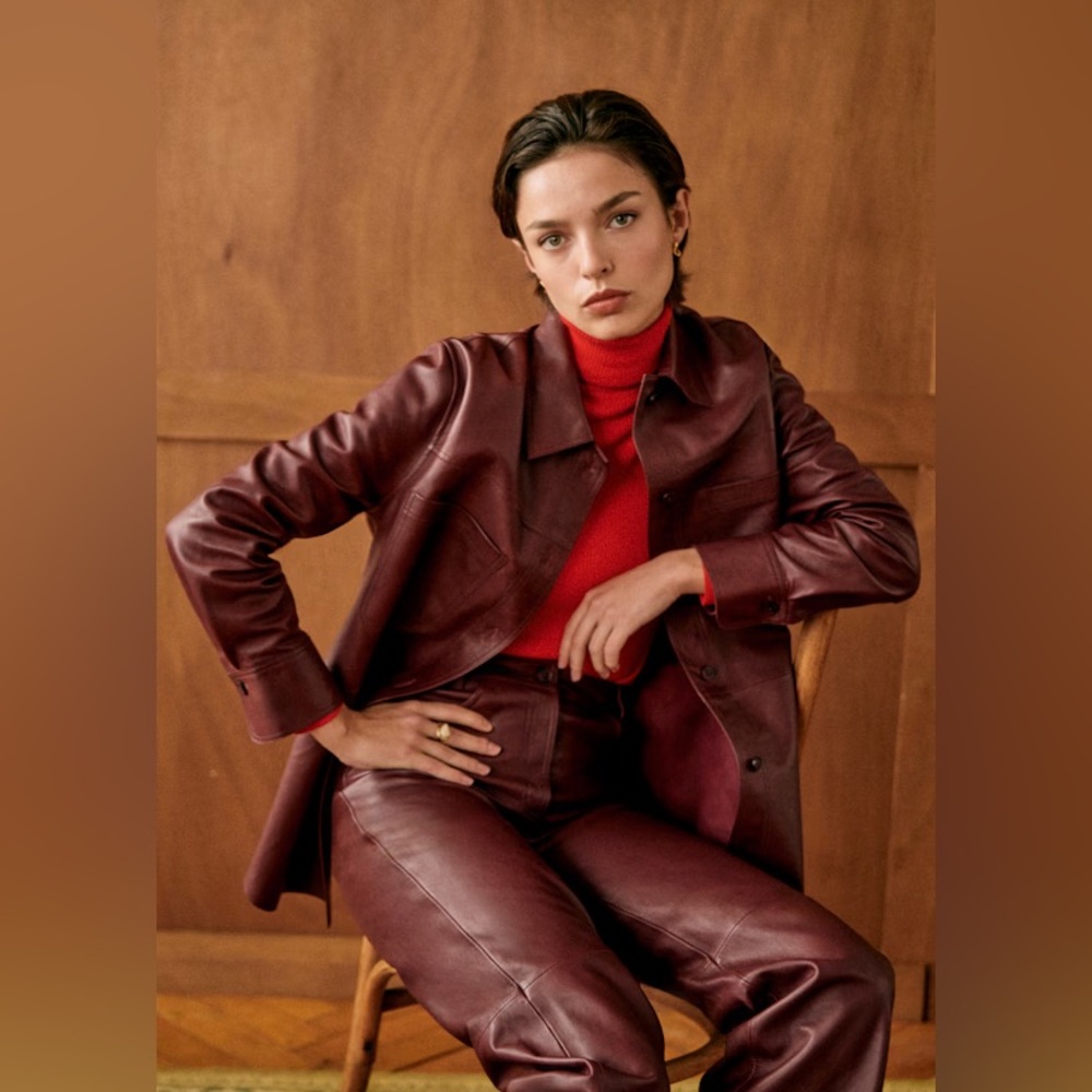 Sezane Regine Burgundy Leather Jacket! Size 4